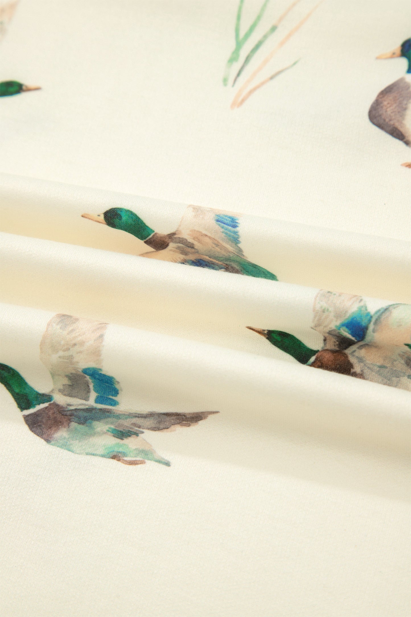Beige Mallard Printed Colorblock Trim Short Set