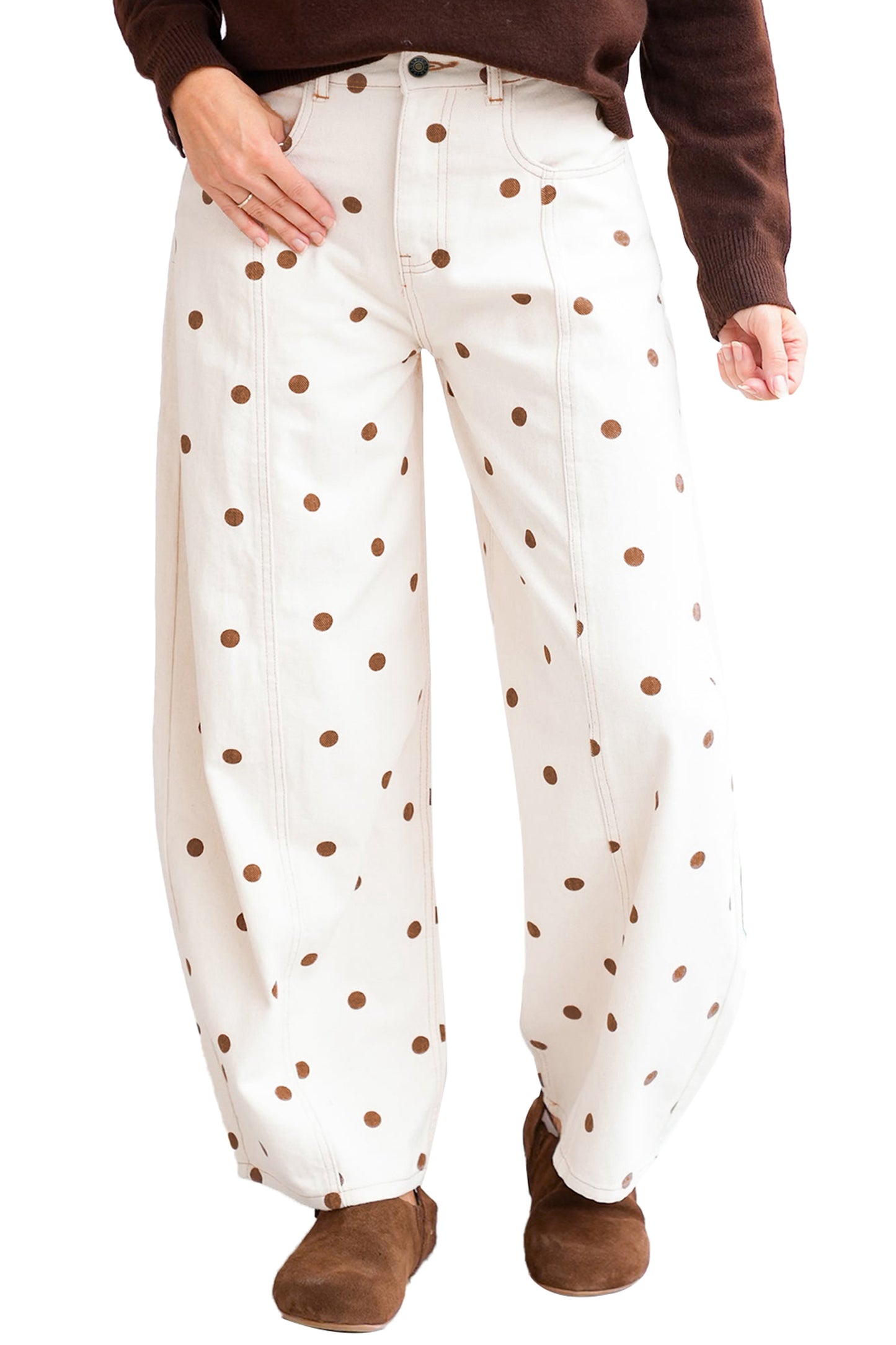 Marlowe Polka Dot Barrel Jean