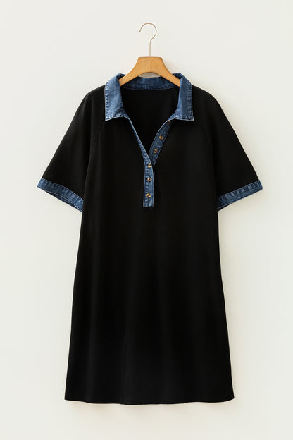 Camden Colorblock Denim Collar Shift Dress
