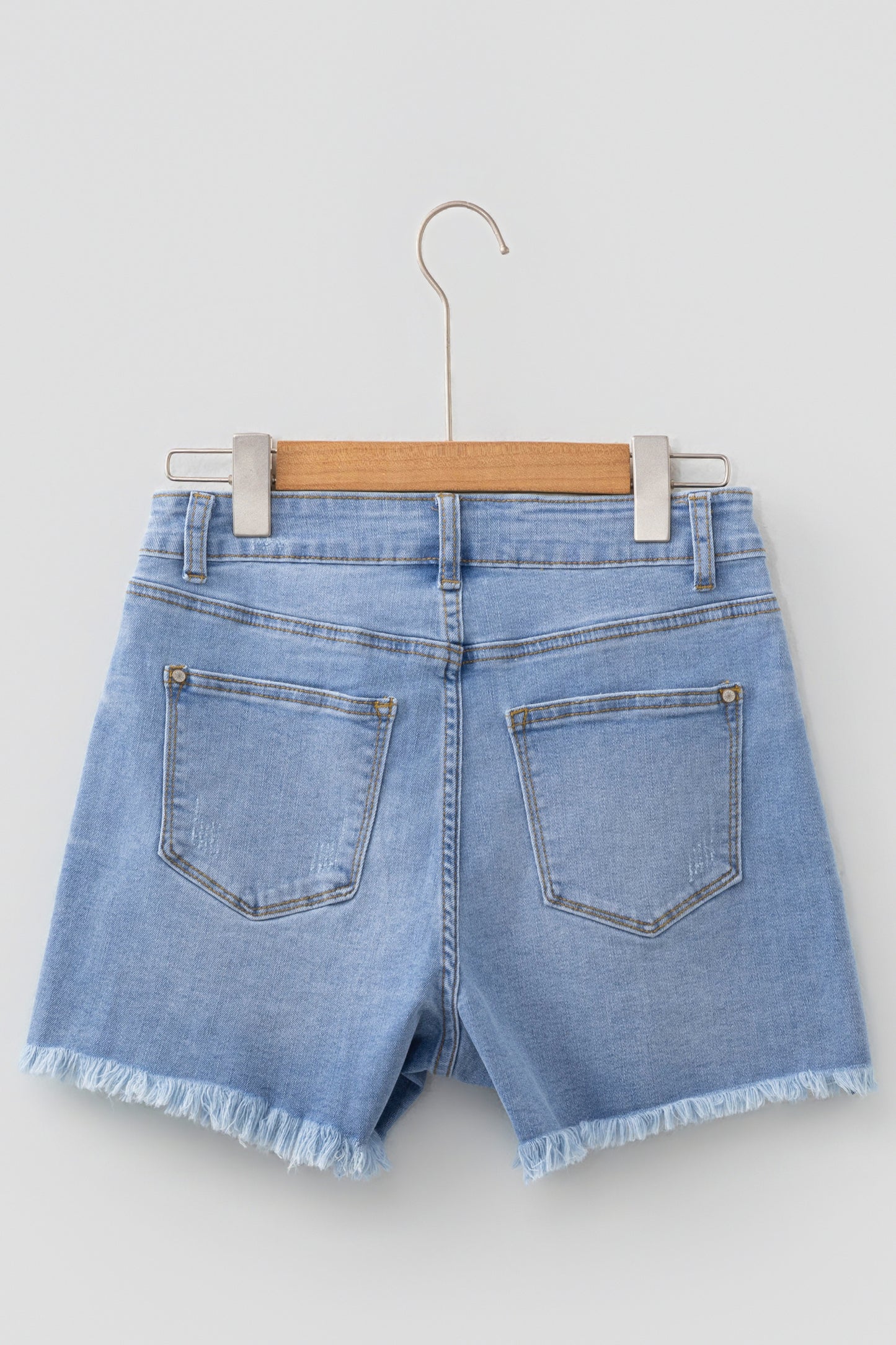 Distressed Whiskery Denim Shorts