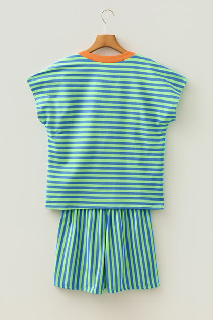 The Sporty Set – Stripe Trim Tee & Short Combo