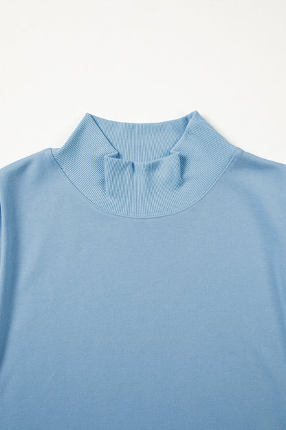 Light Grey Solid Color High Neck Cap Sleeve Loose Top