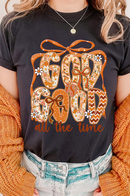 Black GOD IS GOOD Fall Theme Print Custom Graphic Tee