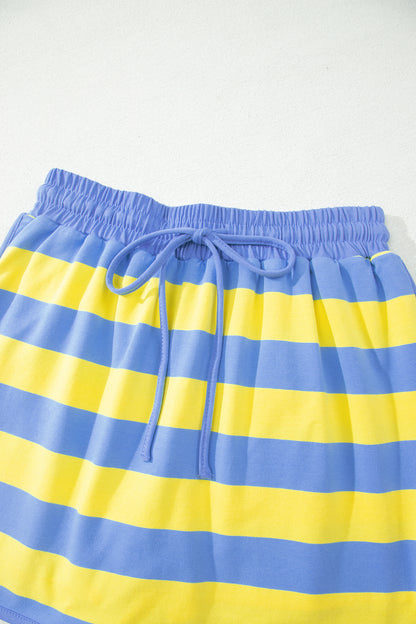The Pretty Athletic Moment — Stripe Dolman Tee & Drawstring Skort Set