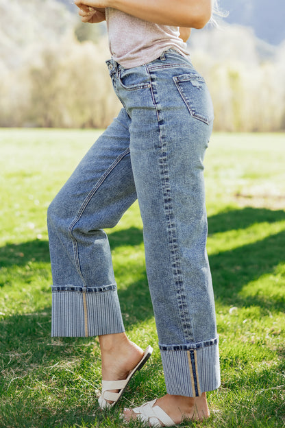 Ashleigh Blue Cuffed Straight Loose Jeans