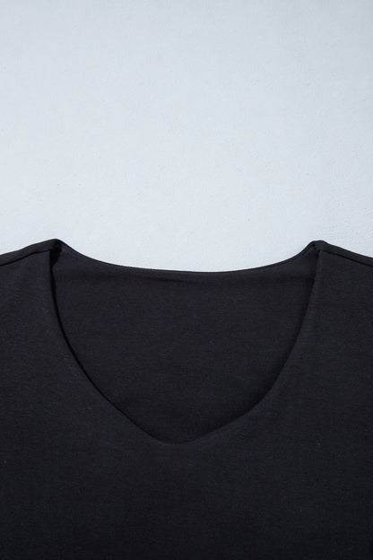 Slim Fit V Neck Long Sleeve Bra Buil-in Top