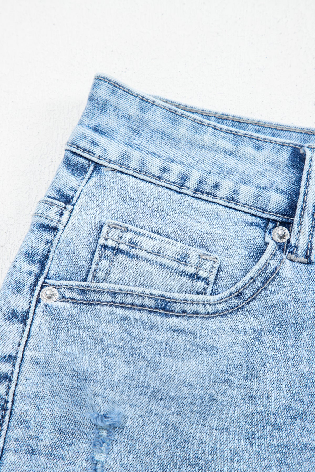 Beau Blue Distressed Acid Wash Denim Hot Shorts