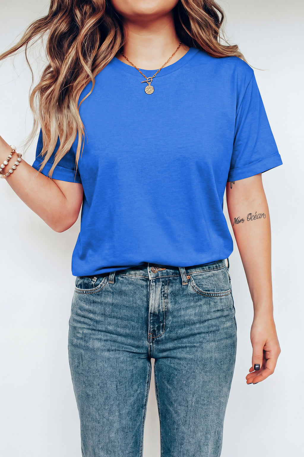 Orange Casual Plain Crew Neck Tee
