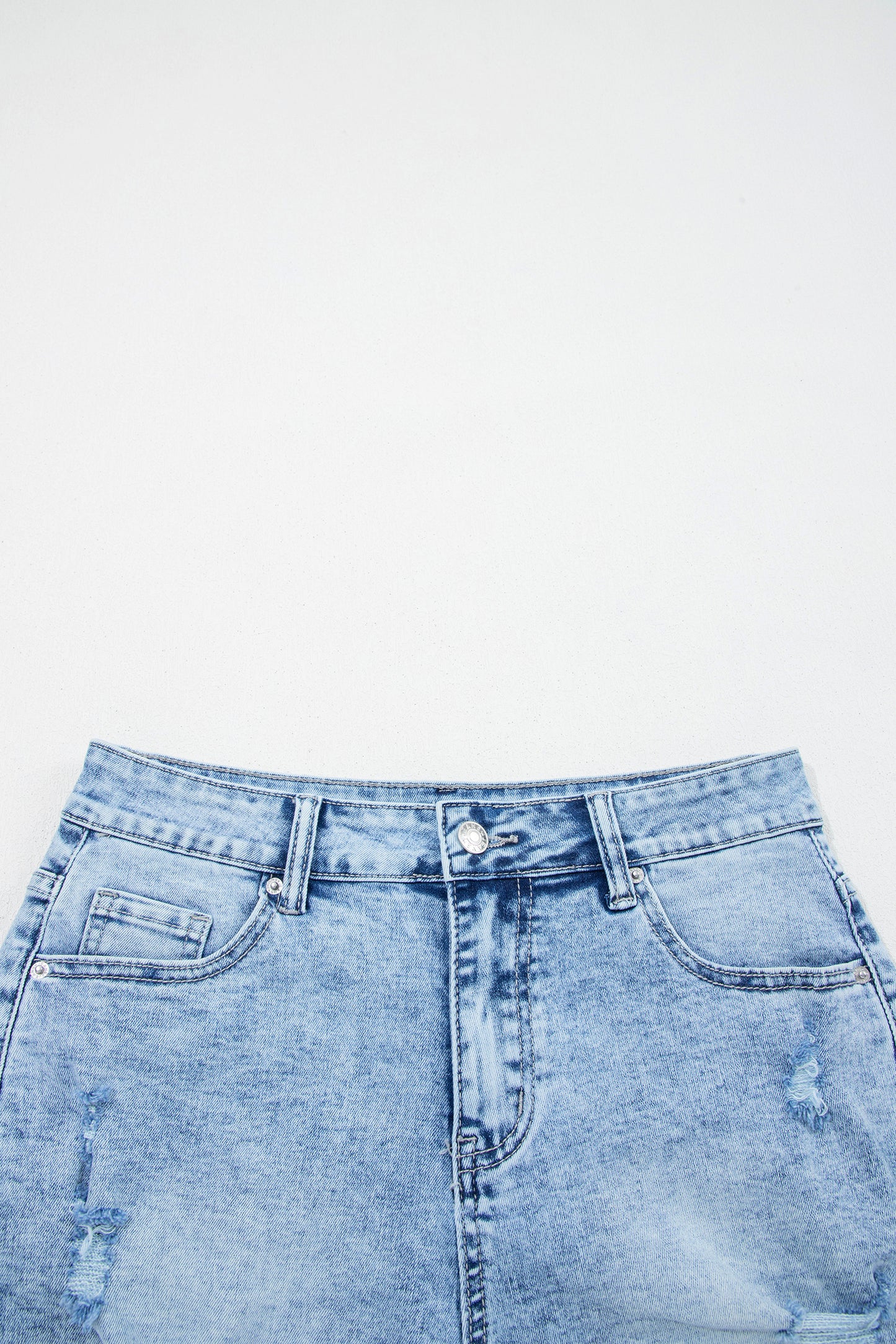 Beau Blue Distressed Acid Wash Denim Hot Shorts