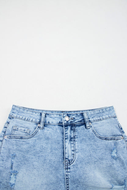 Beau Blue Distressed Acid Wash Denim Hot Shorts