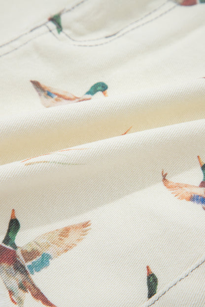 Beige Wild Duck Mallard Denim Shorts