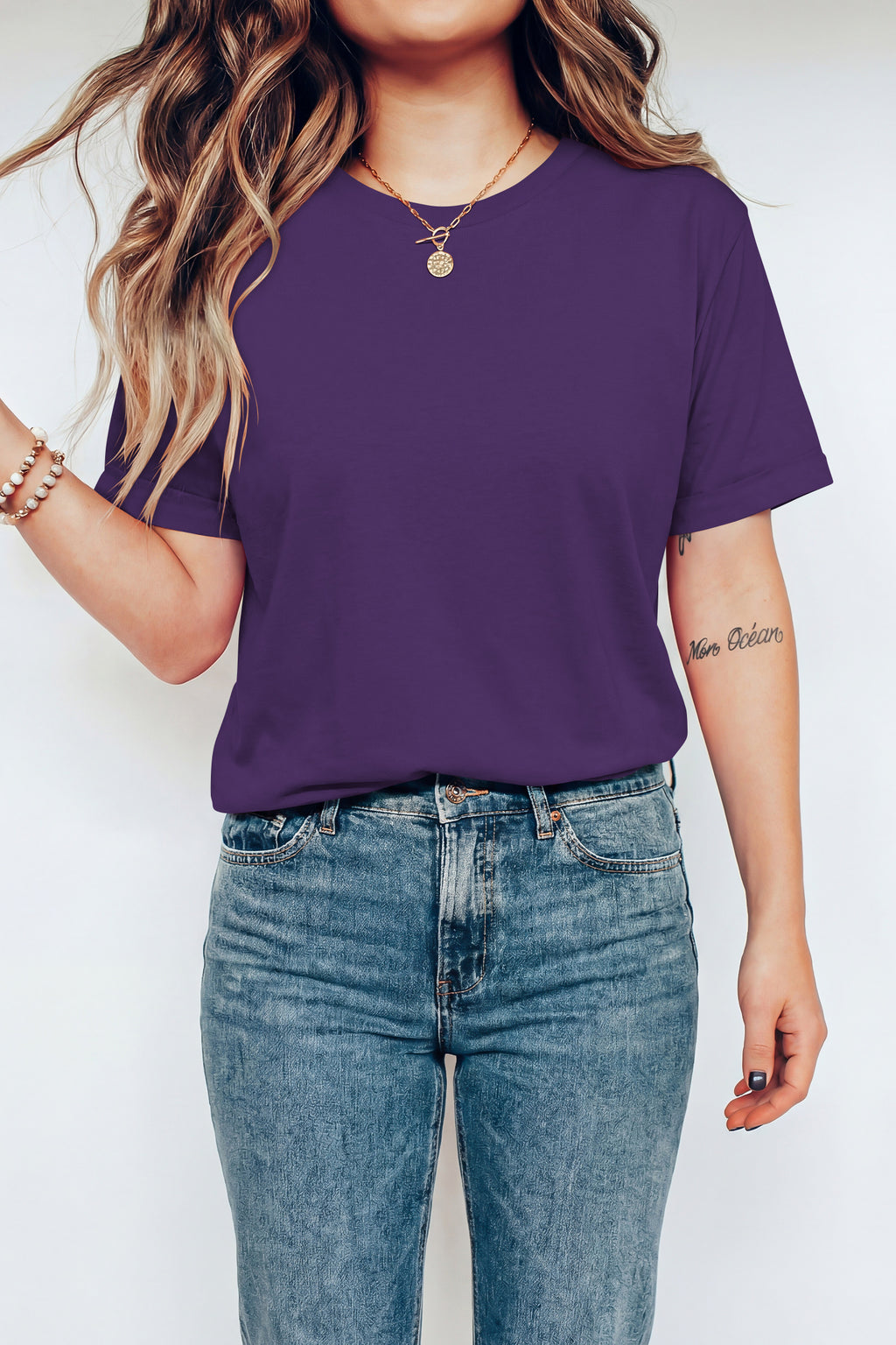 Orange Casual Plain Crew Neck Tee