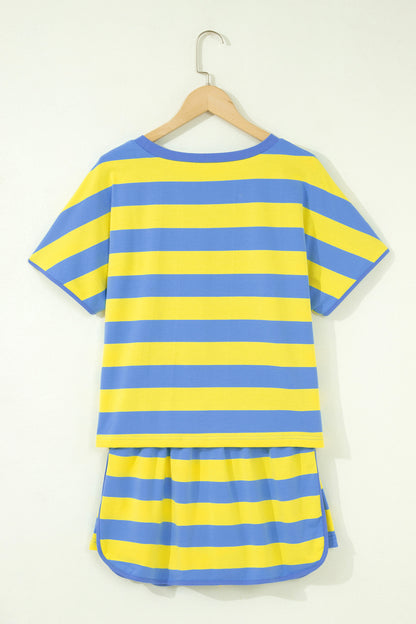 The Pretty Athletic Moment — Stripe Dolman Tee & Drawstring Skort Set
