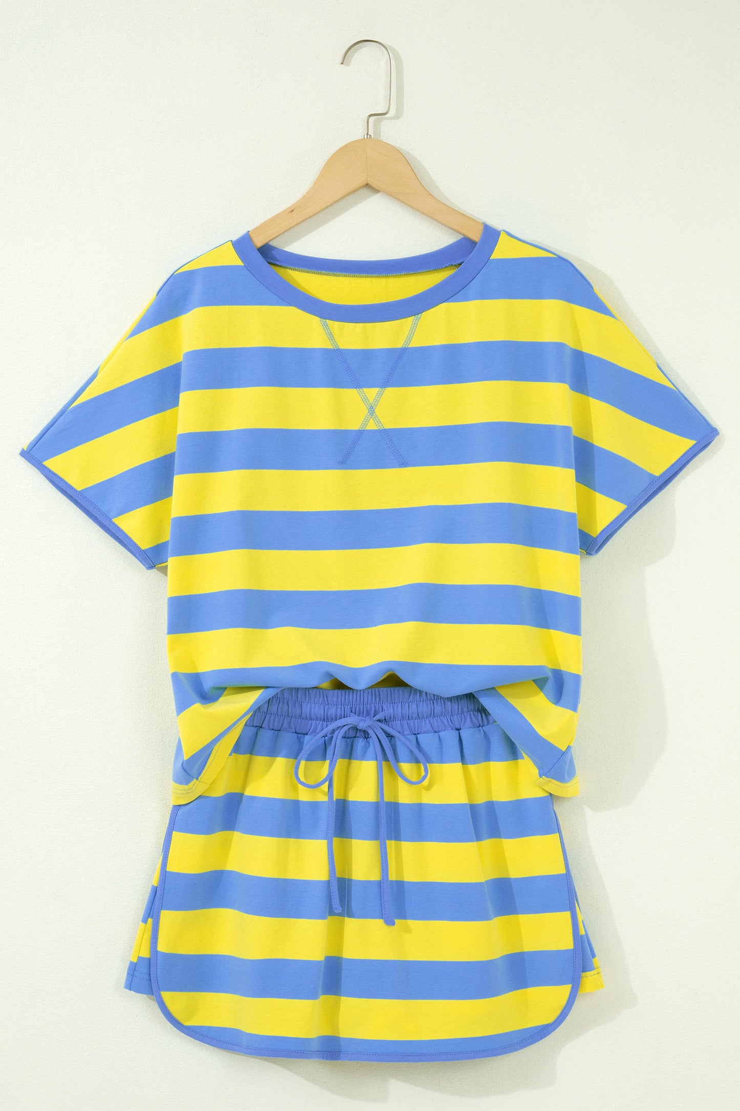 The Pretty Athletic Moment — Stripe Dolman Tee & Drawstring Skort Set