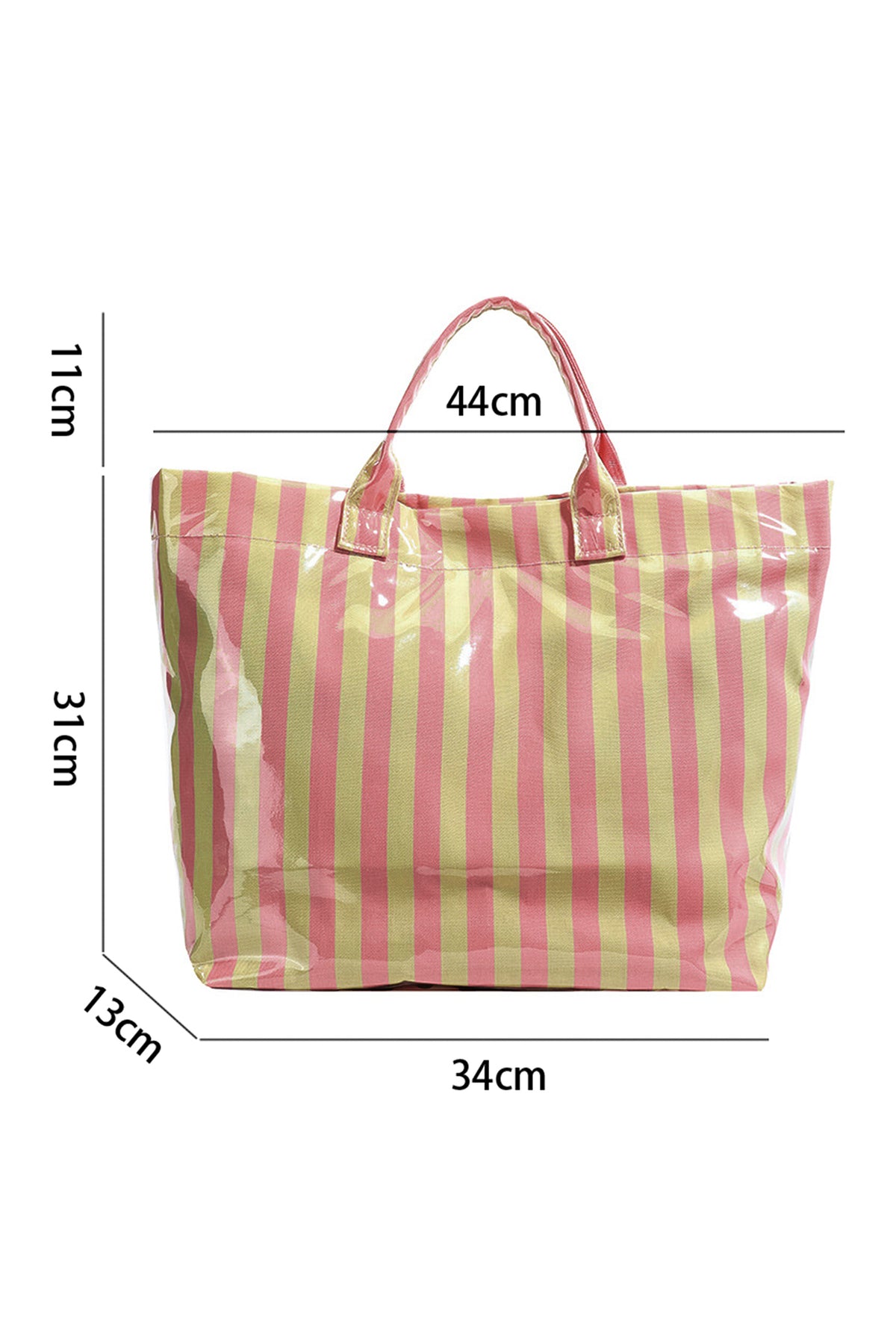 Glossy Striped Vinyl Large Tote Bag