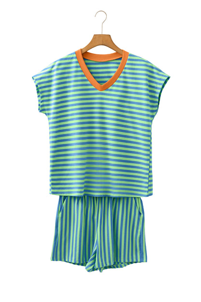 The Sporty Set – Stripe Trim Tee & Short Combo