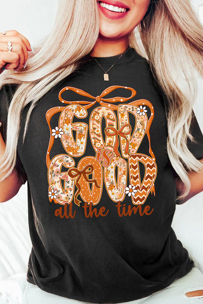 Black GOD IS GOOD Fall Theme Print Custom Graphic Tee