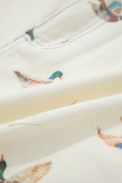 Beige Wild Duck Mallard Denim Shorts