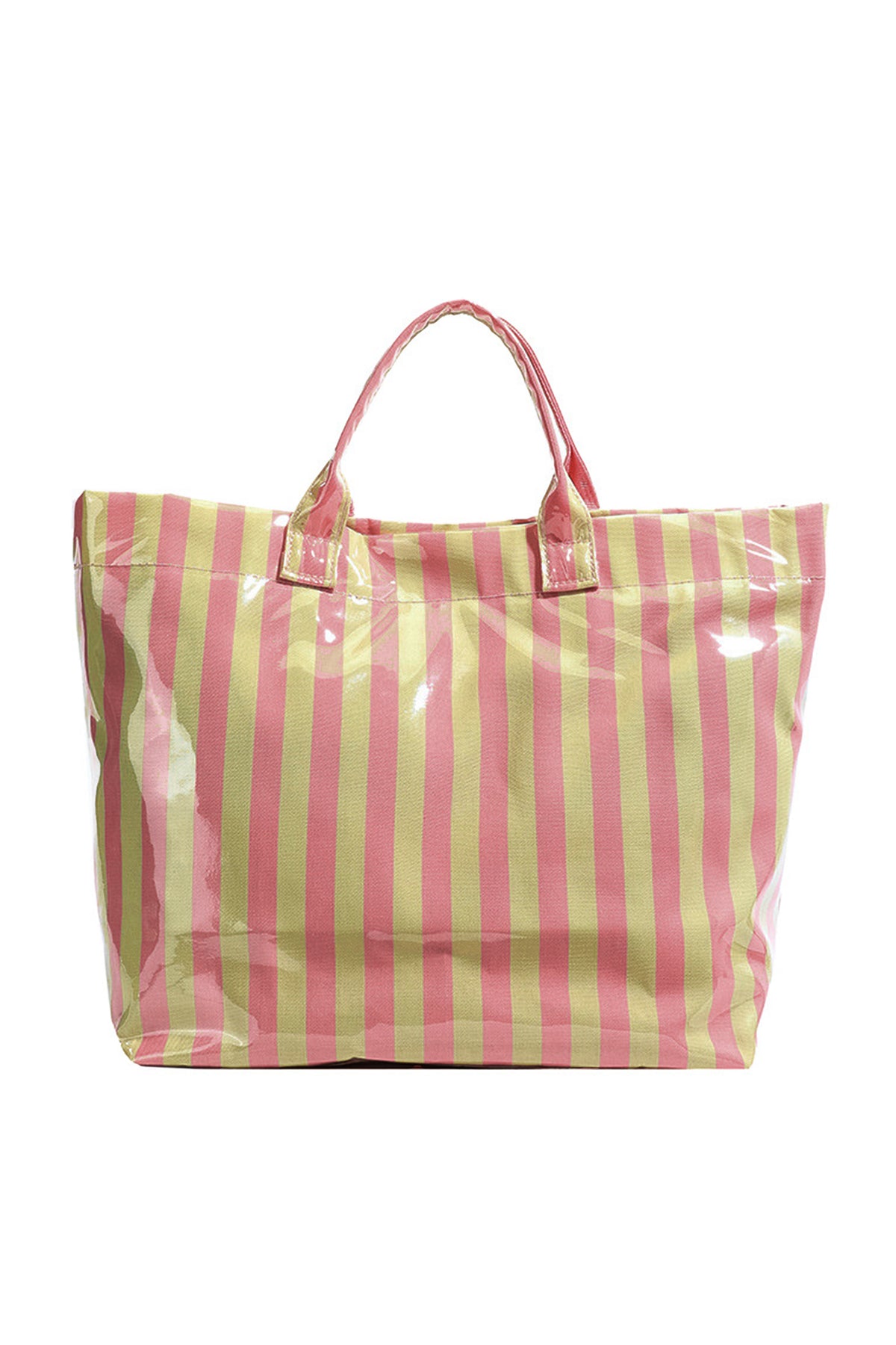 Glossy Striped Vinyl Large Tote Bag