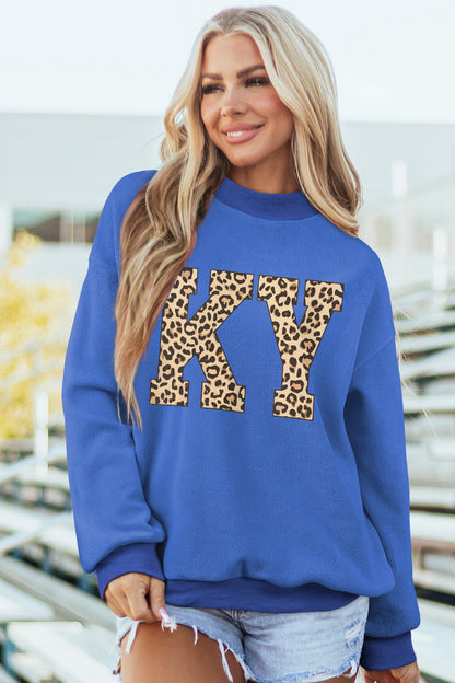 KENTUCKY KY Letter Print Reversible High Neck Sweatshirt