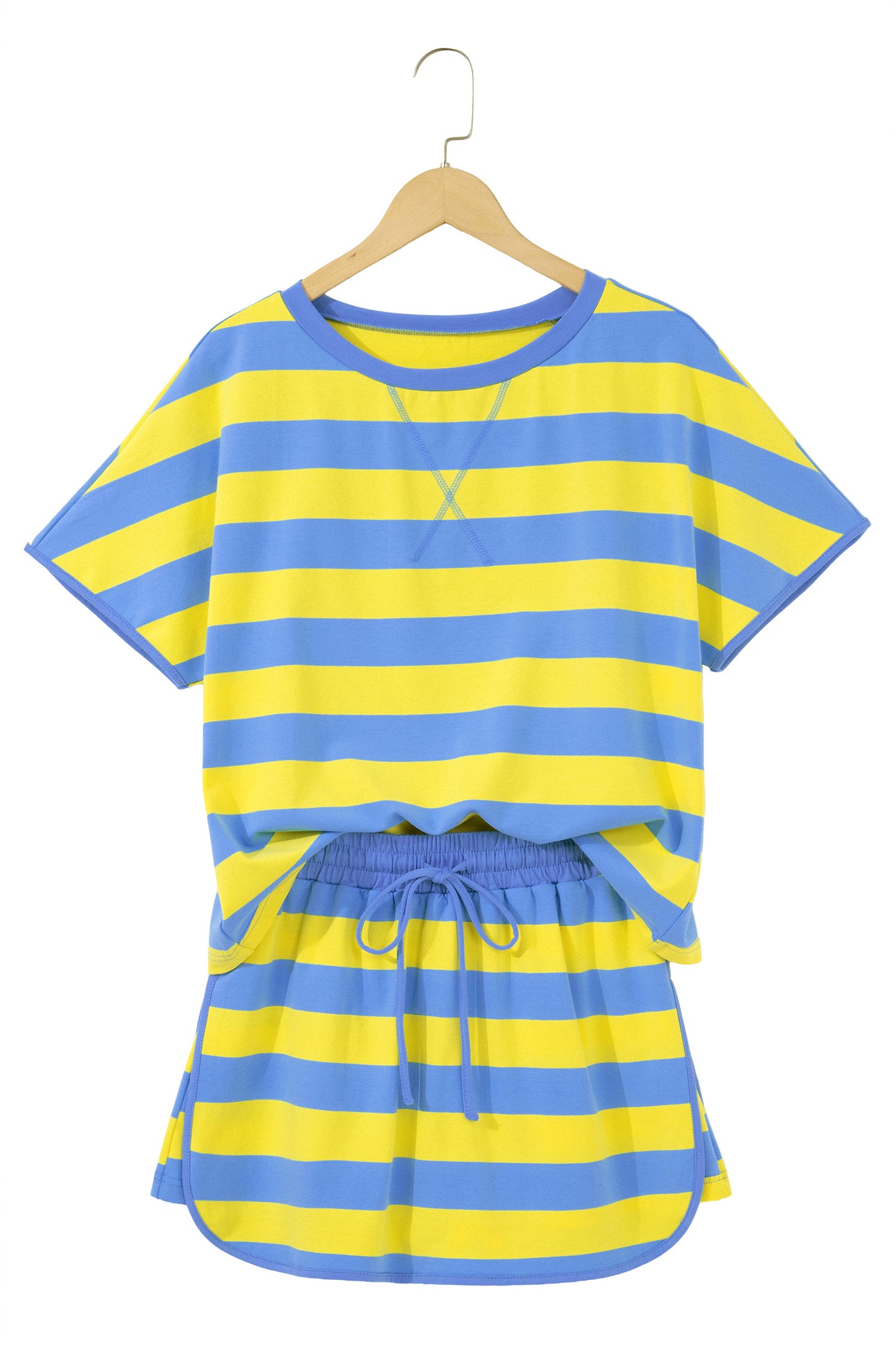 The Pretty Athletic Moment — Stripe Dolman Tee & Drawstring Skort Set