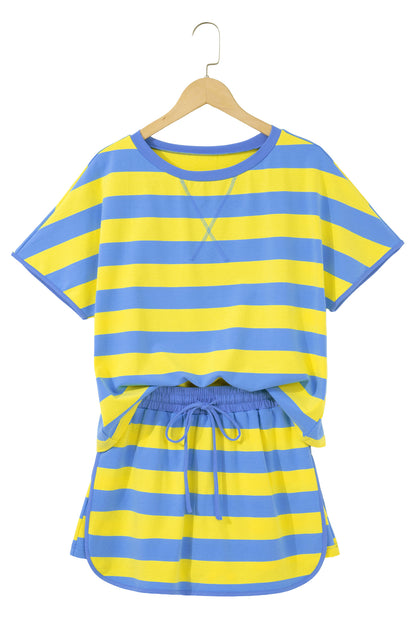 The Pretty Athletic Moment — Stripe Dolman Tee & Drawstring Skort Set
