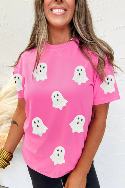 Sachet Sequin Halloween Ghost Patched Casual T Shirt