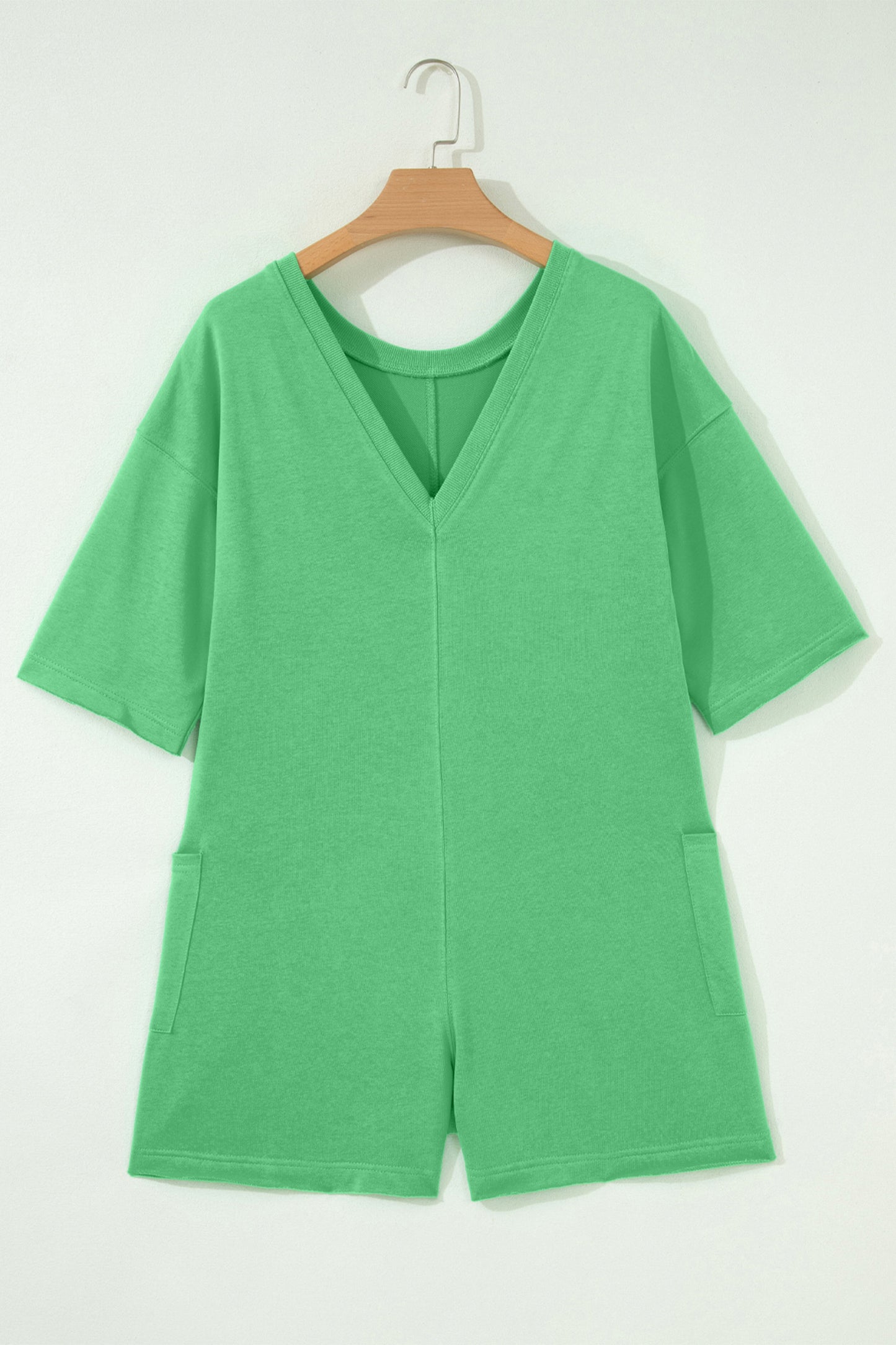The Effortless Edit — Raw Edge Half Sleeve Pocketed Romper