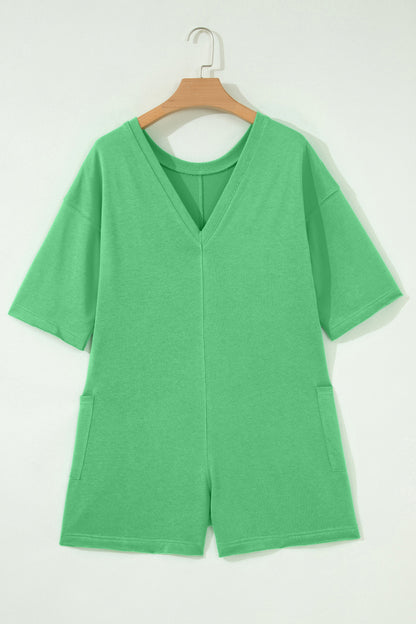 The Effortless Edit — Raw Edge Half Sleeve Pocketed Romper