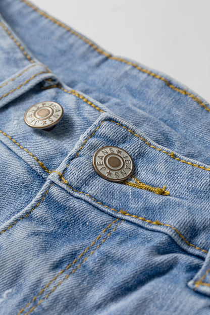 Distressed Whiskery Denim Shorts