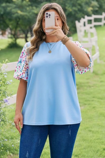 Delaney Floral Sleeve Textured Top