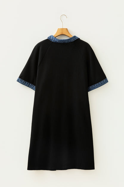 Camden Colorblock Denim Collar Shift Dress