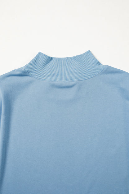 Light Grey Solid Color High Neck Cap Sleeve Loose Top