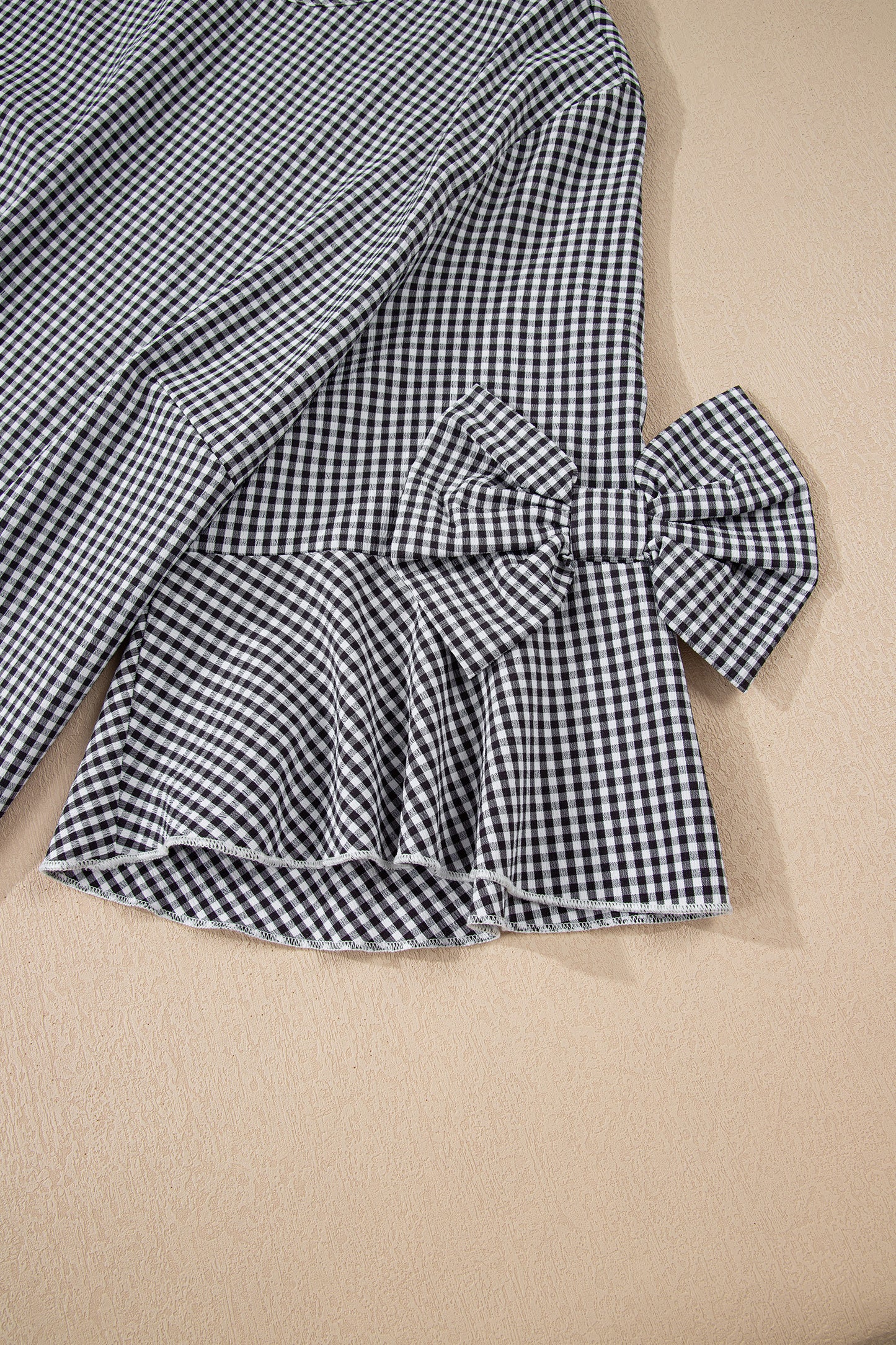Wren Plaid Bow Bell Sleeve Top