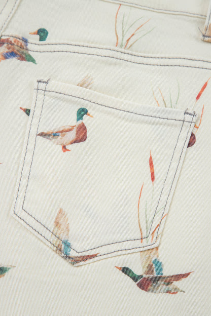 Beige Wild Duck Mallard Denim Shorts