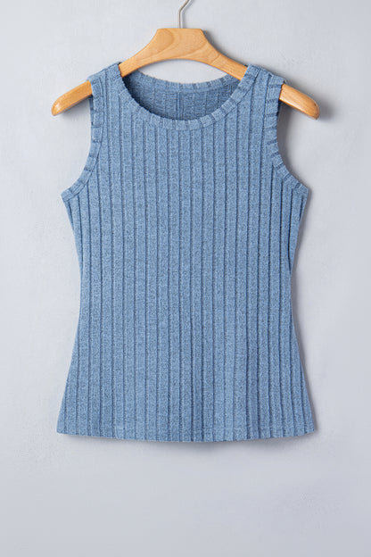 Sea Green Slim Ribbed Mineral Wash Tank Top