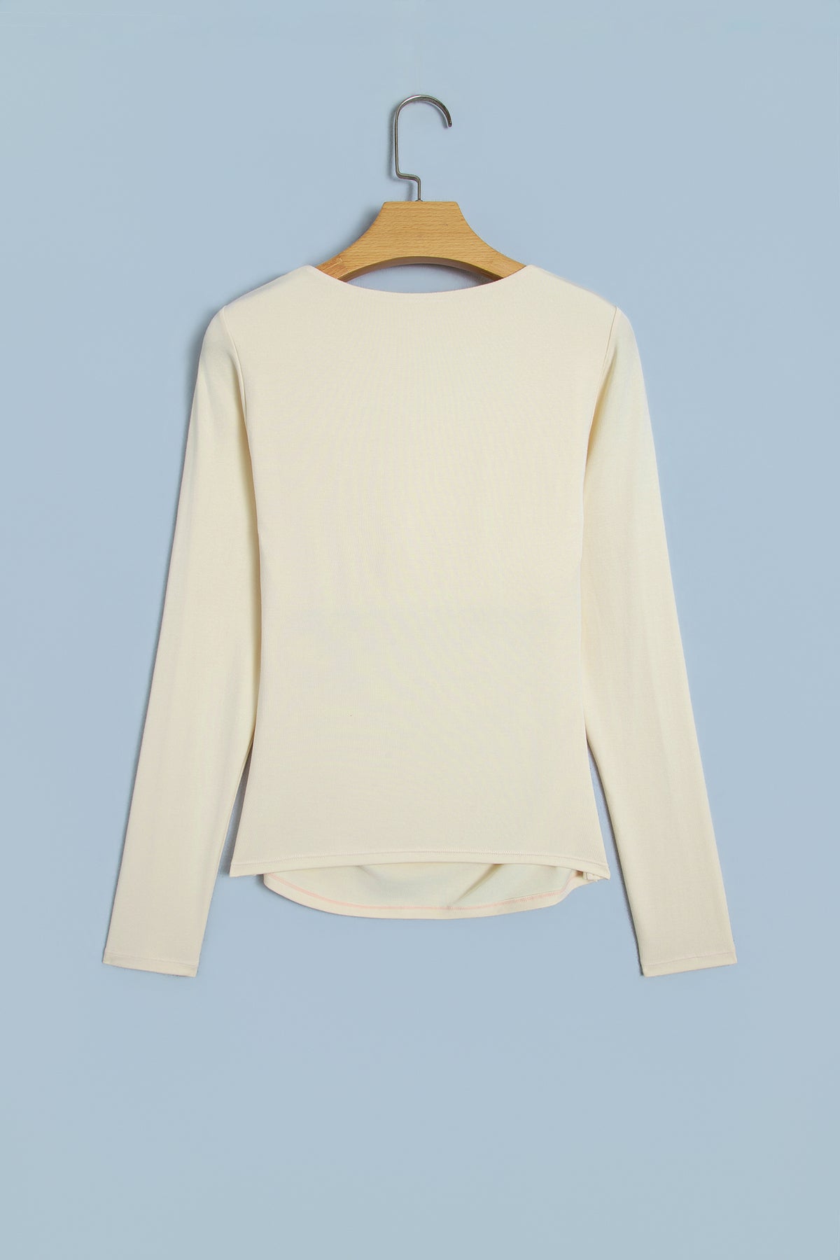 Slim Fit V Neck Long Sleeve Bra Buil-in Top