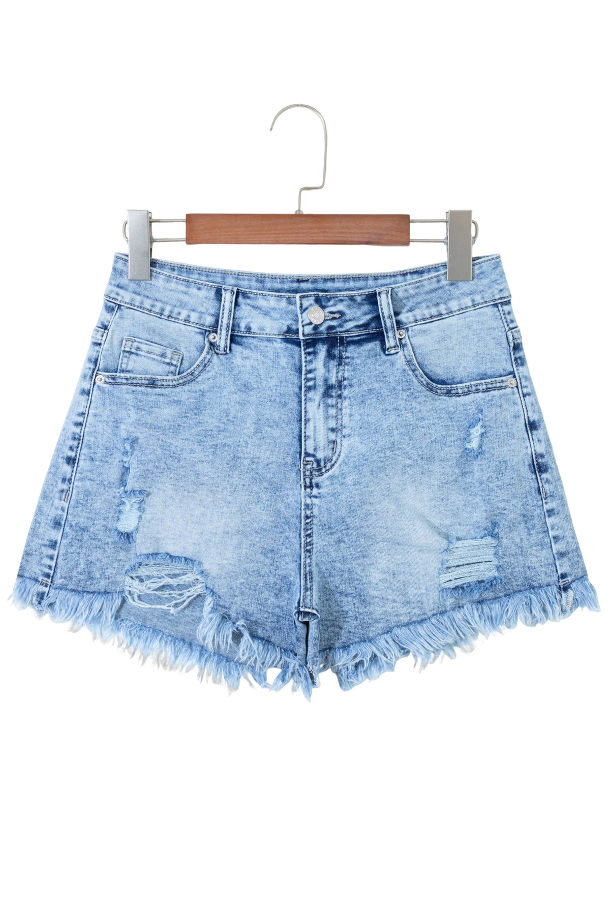 Beau Blue Distressed Acid Wash Denim Hot Shorts