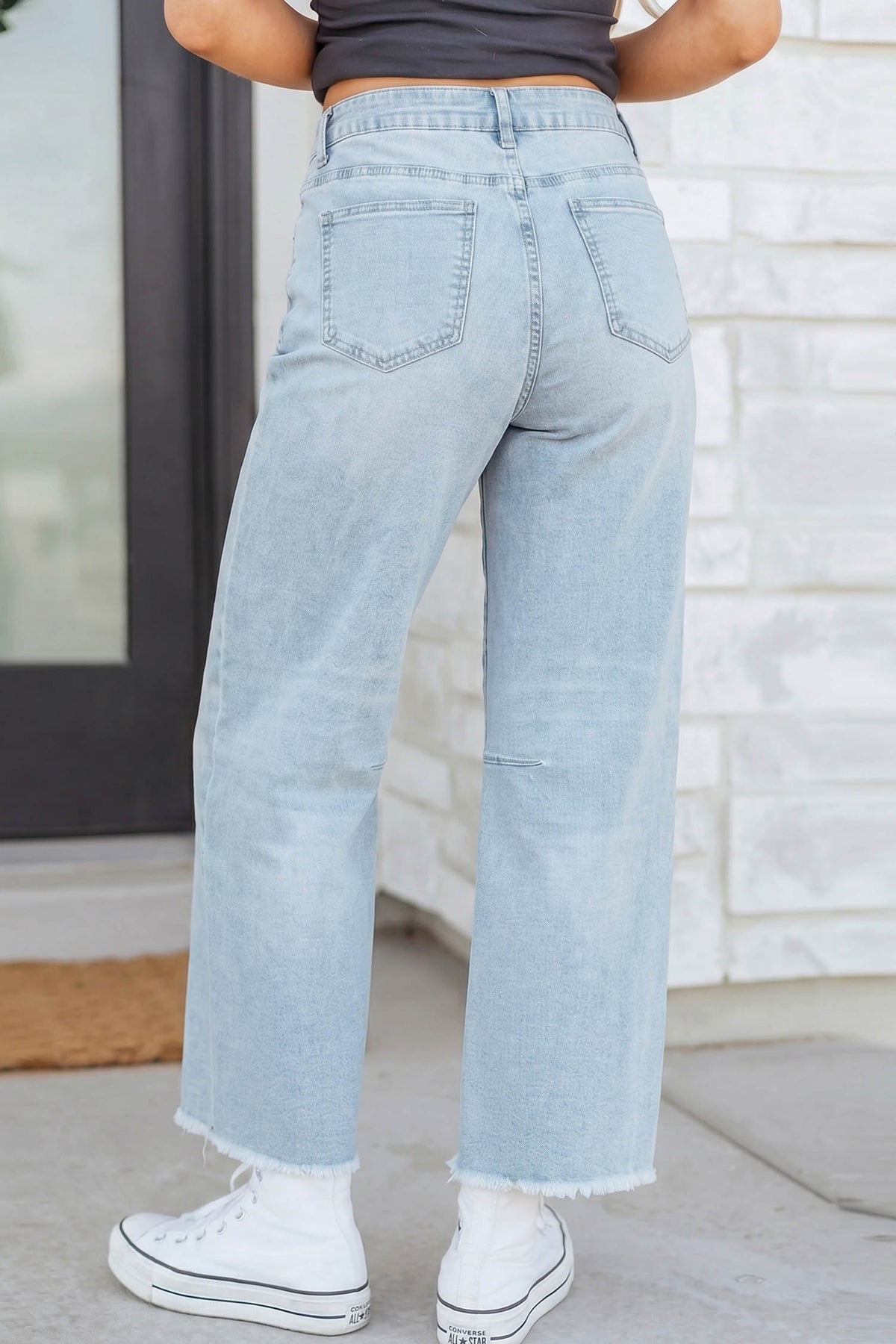 Beau Blue Sequin Bow Football Patches Raw Cut Ankle Length Jeans