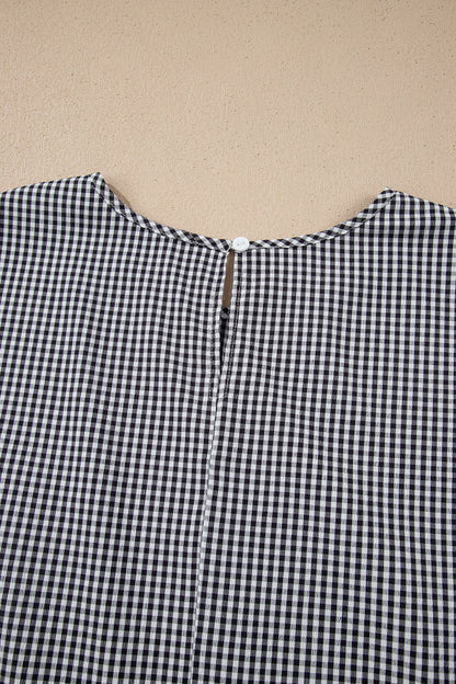 Wren Plaid Bow Bell Sleeve Top