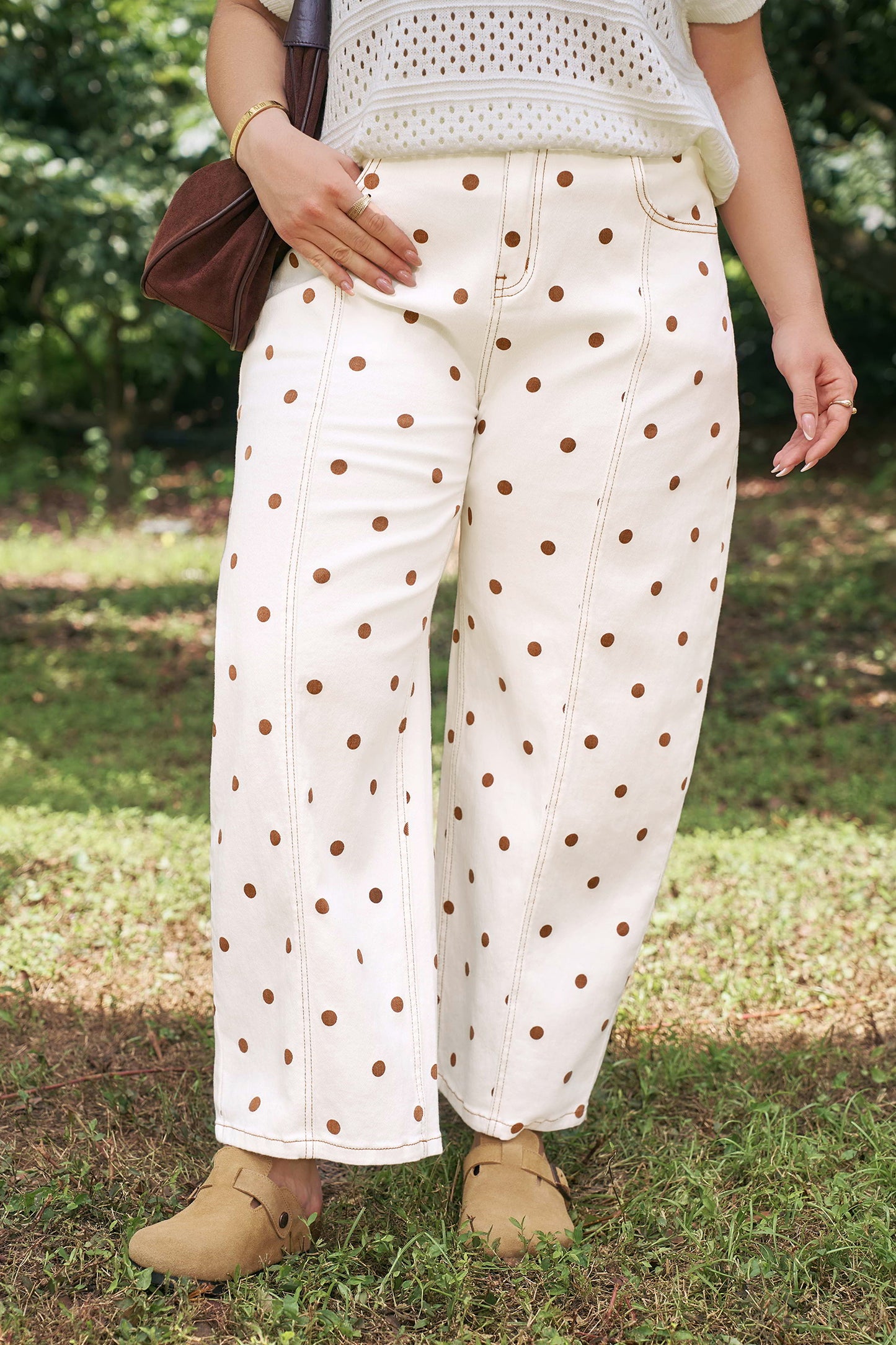 Marlowe Polka Dot Barrel Jean