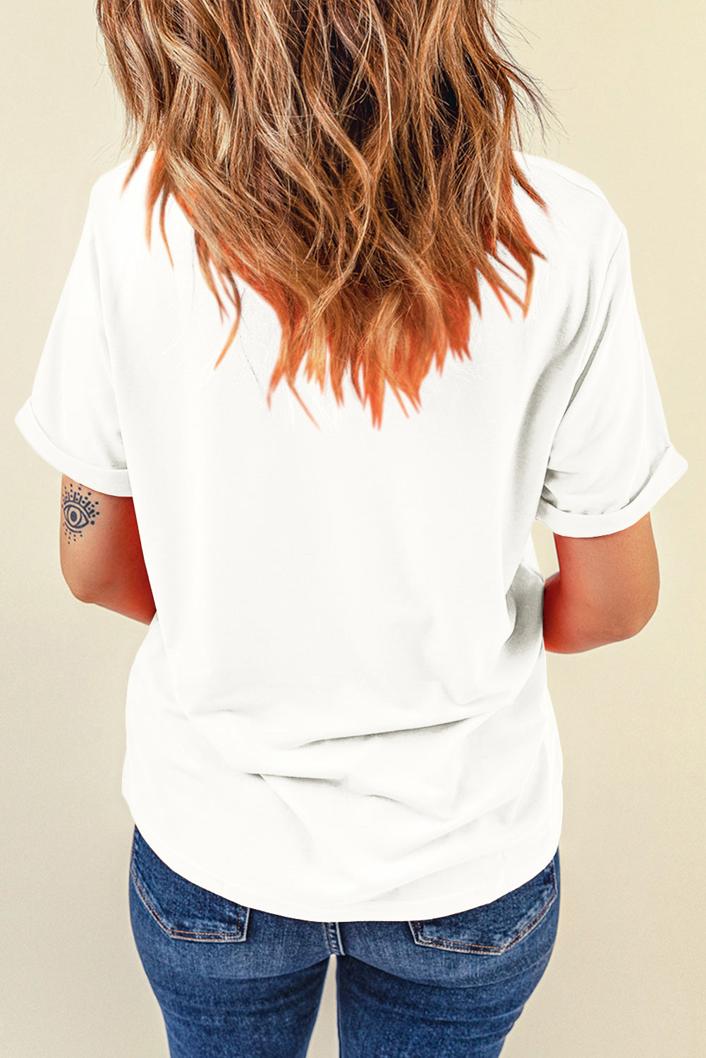Orange Casual Plain Crew Neck Tee