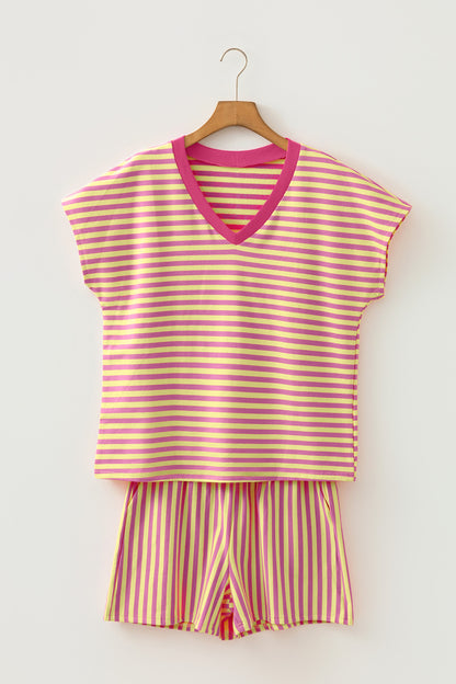 The Sporty Set – Stripe Trim Tee & Short Combo