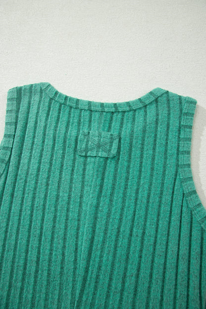 Sea Green Slim Ribbed Mineral Wash Tank Top