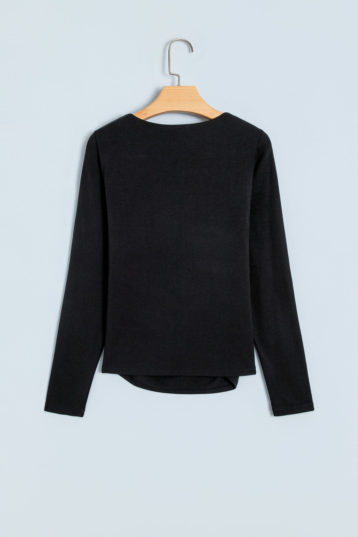 Slim Fit V Neck Long Sleeve Bra Buil-in Top