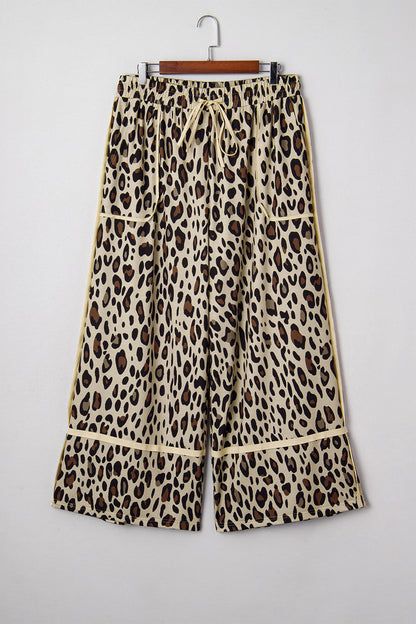 Reese Leopard Panel Wide Leg Pant