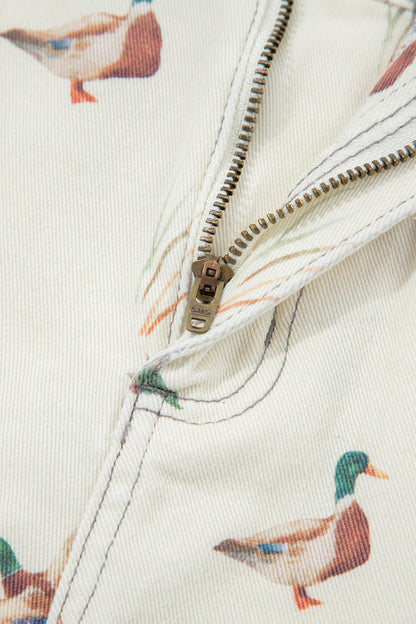 Beige Wild Duck Mallard Denim Shorts