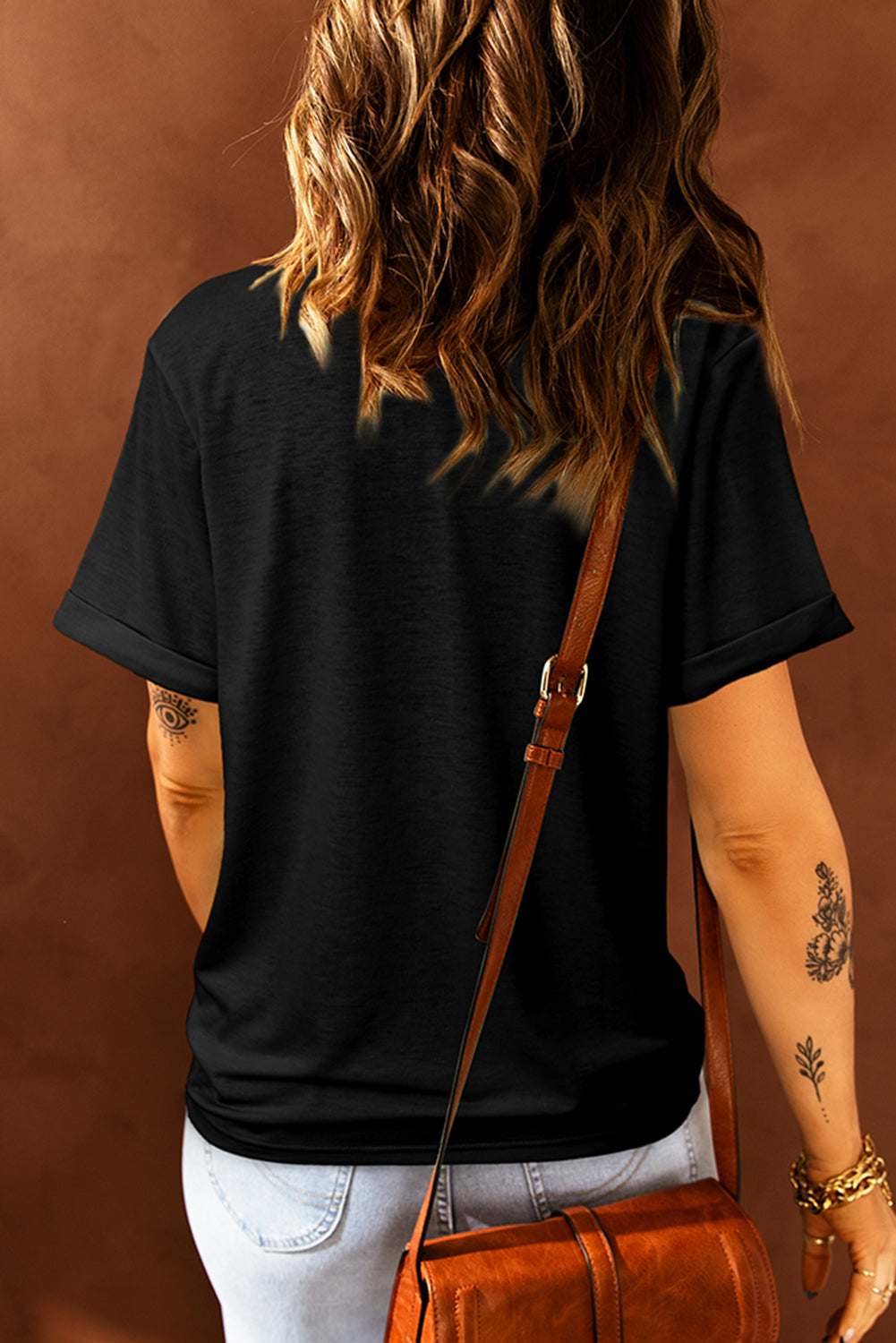 Black Cross Pumpkin Graphic Cotton Blend Tee