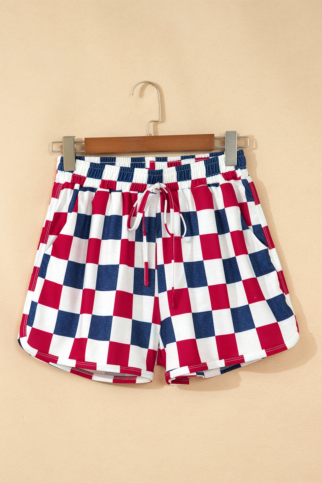Red Independence Day Checkered Shorts