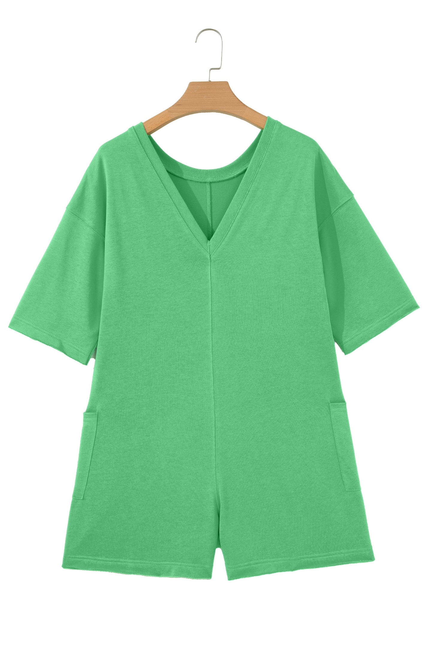 The Effortless Edit — Raw Edge Half Sleeve Pocketed Romper